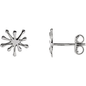 14K White Burst Stud Earrings - Siddiqui Jewelers