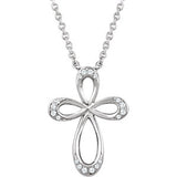 Sterling Silver 1/10 CTW Diamond Cross 18" Necklace - Siddiqui Jewelers