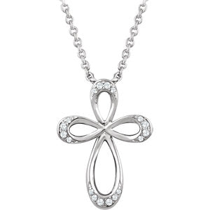 Sterling Silver 1/10 CTW Diamond Cross 18" Necklace - Siddiqui Jewelers