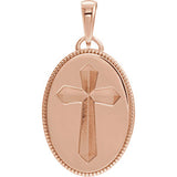 14K Rose Oval Cross Medal - Siddiqui Jewelers