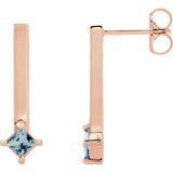 14K Rose London Blue Topaz Bar Drop Earrings - Siddiqui Jewelers