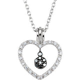 Sterling Silver 1/6 CTW Black & White Diamond Heart 18" Necklace - Siddiqui Jewelers