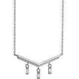 14K White 1/8 CTW Diamond V Bar 16" Necklace - Siddiqui Jewelers