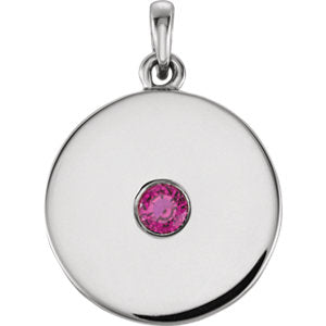 14K White Ruby Disc Pendant - Siddiqui Jewelers