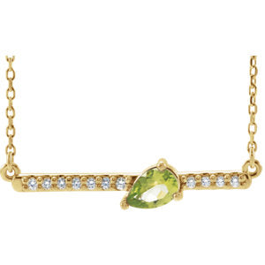 14K Yellow Peridot & 1/10 CTW Diamond 16" Necklace - Siddiqui Jewelers