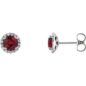 14K White Ruby & 1/8 CTW Diamond Earrings - Siddiqui Jewelers