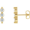 14K Yellow 5/8 CTW Diamond Three-Stone Bar Earrings - Siddiqui Jewelers