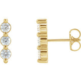 14K Yellow 5/8 CTW Diamond Three-Stone Bar Earrings - Siddiqui Jewelers