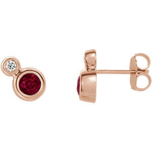 14K Rose Ruby & .06 CTW Diamond Earrings - Siddiqui Jewelers