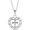 14K White Youth Heart with Cross 16-18" Necklace - Siddiqui Jewelers