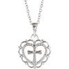 Sterling Silver Youth Heart with Cross 16-18" Necklace - Siddiqui Jewelers