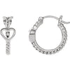 14K White Pierced Heart Rope Hoop Earrings - Siddiqui Jewelers