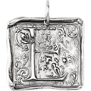 Sterling Silver Initial "E" Vintage-Inspired Pendant - Siddiqui Jewelers