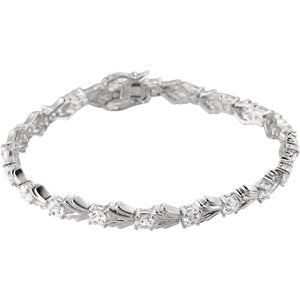 Sterling Silver 4 mm Round Cubic Zirconia Line 7.5" Bracelet - Siddiqui Jewelers