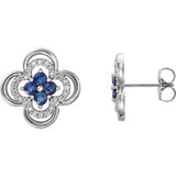 14K White Blue Sapphire & 1/5 CTW Diamond Clover Earrings - Siddiqui Jewelers