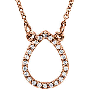 14K Rose 1/10 CTW Diamond Teardrop 16" Necklace - Siddiqui Jewelers