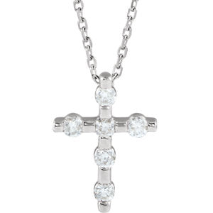 14K White 1/5 CTW Diamond Cross 16-18" Necklace - Siddiqui Jewelers