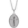 14K White  Oval Cross Medal 20" Necklace - Siddiqui Jewelers