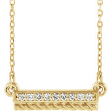 14K Yellow .08 CTW Diamond Rope Bar 16-18" Necklace - Siddiqui Jewelers