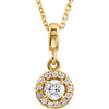 14K Yellow 1/5 CTW Diamond Halo-Style 18" Necklace - Siddiqui Jewelers