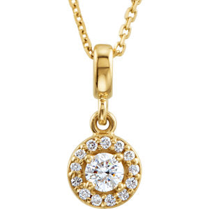 14K Yellow 1/5 CTW Diamond Halo-Style 18" Necklace - Siddiqui Jewelers