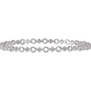14K White 4.4 mm Geometric Bangle 7" Bracelet - Siddiqui Jewelers