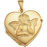 14K Yellow 17.5x18.5 mm Heart Angel Locket - Siddiqui Jewelers