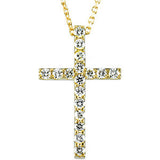 14K Yellow 1/6 CTW Petite Diamond Cross 18" Necklace - Siddiqui Jewelers