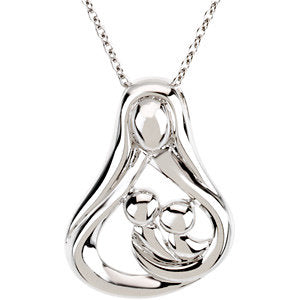 Sterling Silver 2 Child Mother's Embrace 18" Necklace - Siddiqui Jewelers