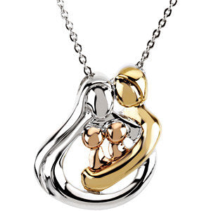 18K Yellow Gold-Plated and 14K Rose Gold-Plated Sterling Silver 2 Child Family 18" Necklace - Siddiqui Jewelers