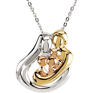 18K Yellow Gold-Plated and 14K Rose Gold-Plated Sterling Silver 3 Child Family 18" Necklace - Siddiqui Jewelers
