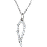 14K White 1/8 CTW Diamond Angel Wing 18" Necklace - Siddiqui Jewelers